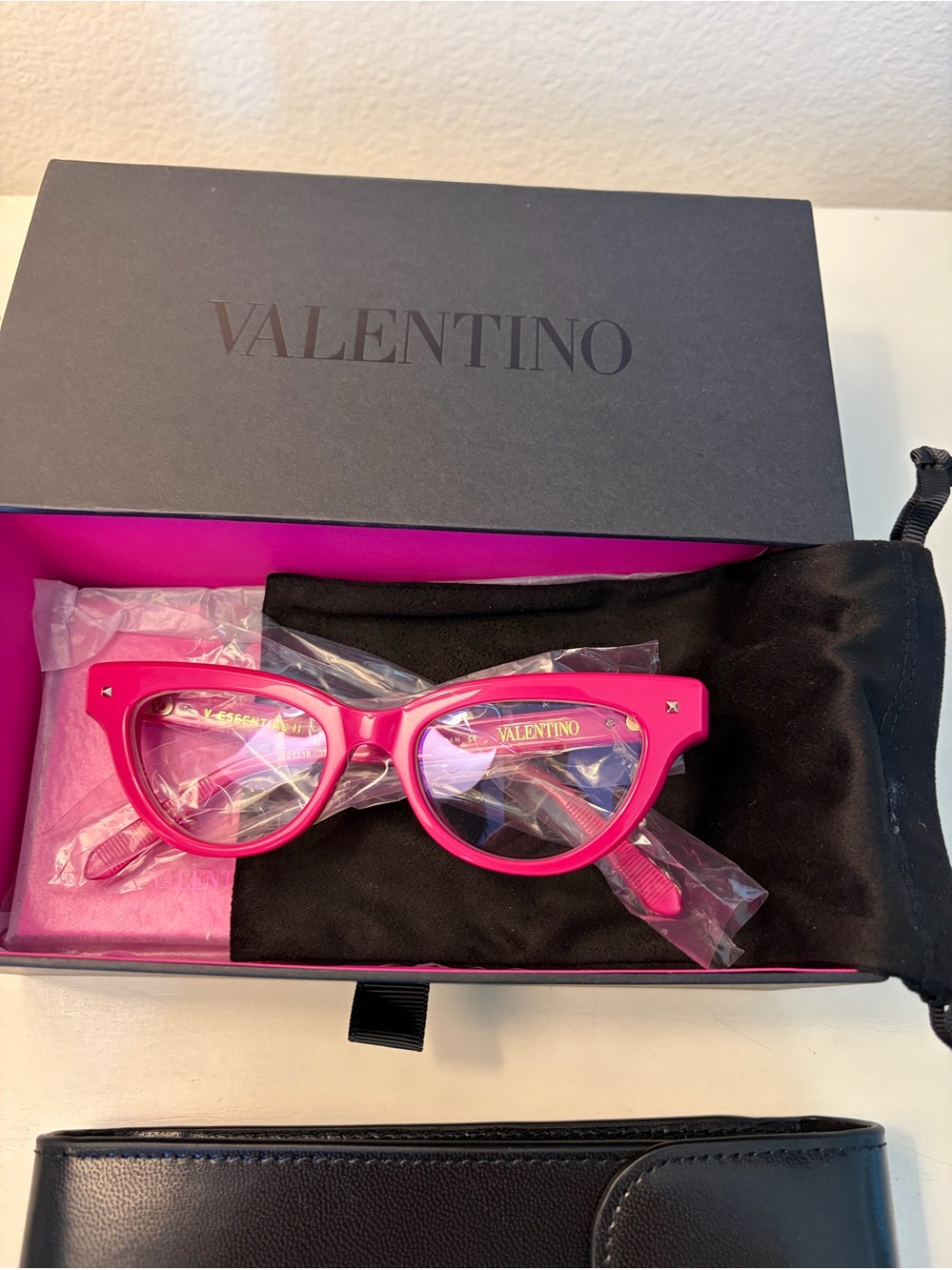 New Valentino Hot Pink Cat-Eye Women's Eyeglass Frames - Authentic